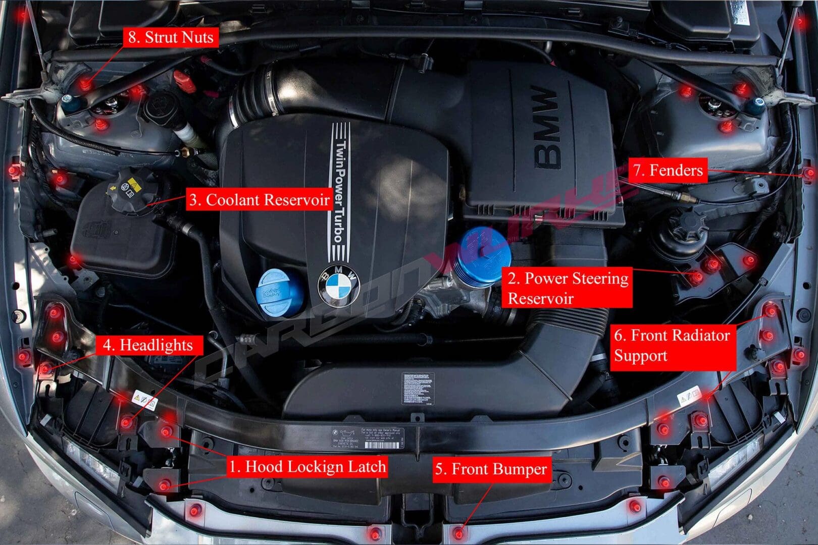 DownstarInc_BMW_M3_M4_E9X_Titanium_Engine_Bay_Kit4