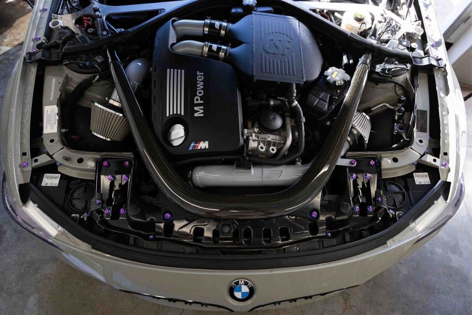 DownstarInc_BMW_M3_M4_F8X_Titanium_Engine_Bay_Kit_NWM1
