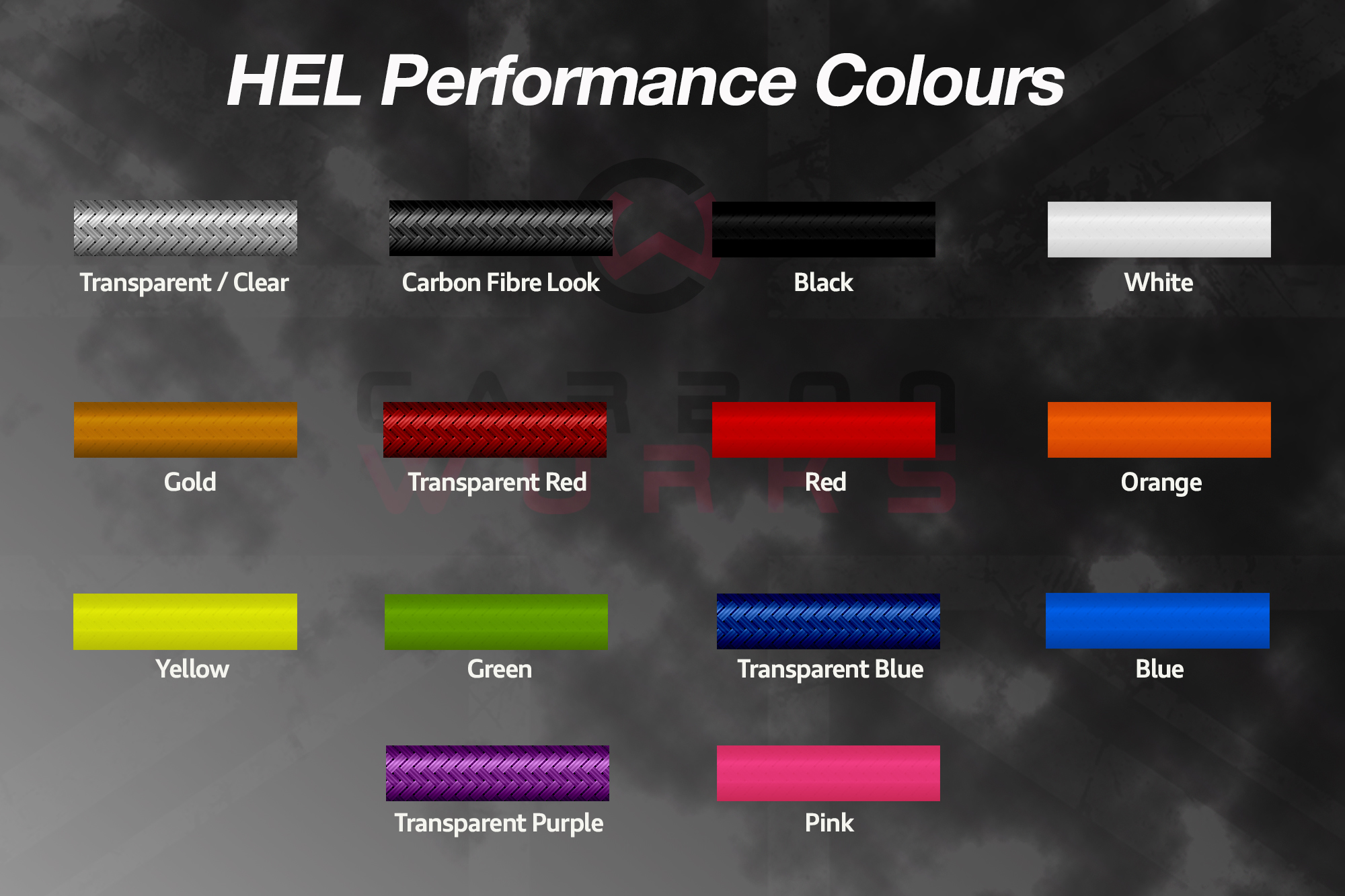 HEL Performance Braided Brake Line Colours