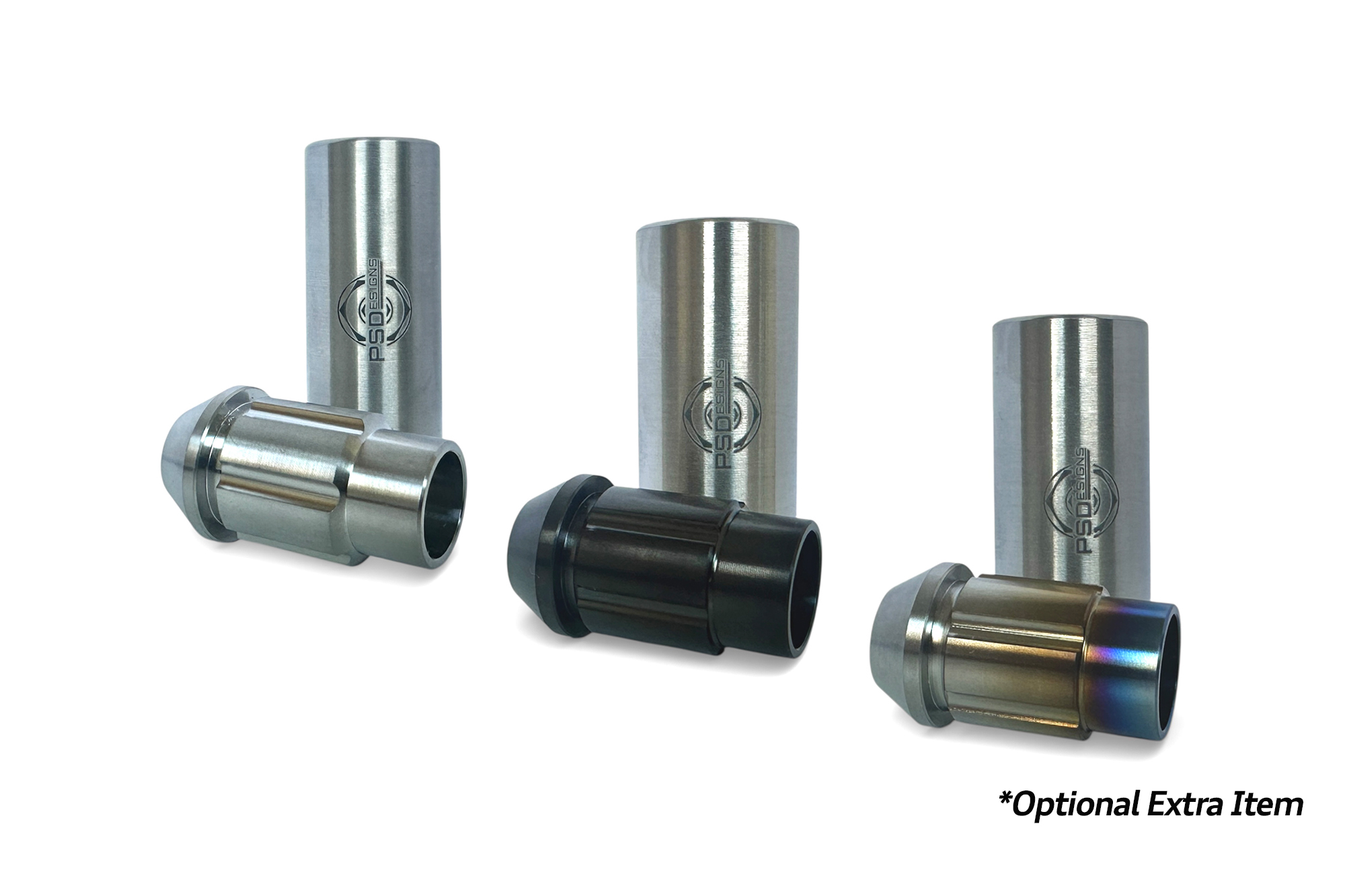 PS Design Titanium Wheel Lockers. Finishes. Raw, Black & Half Burnt
