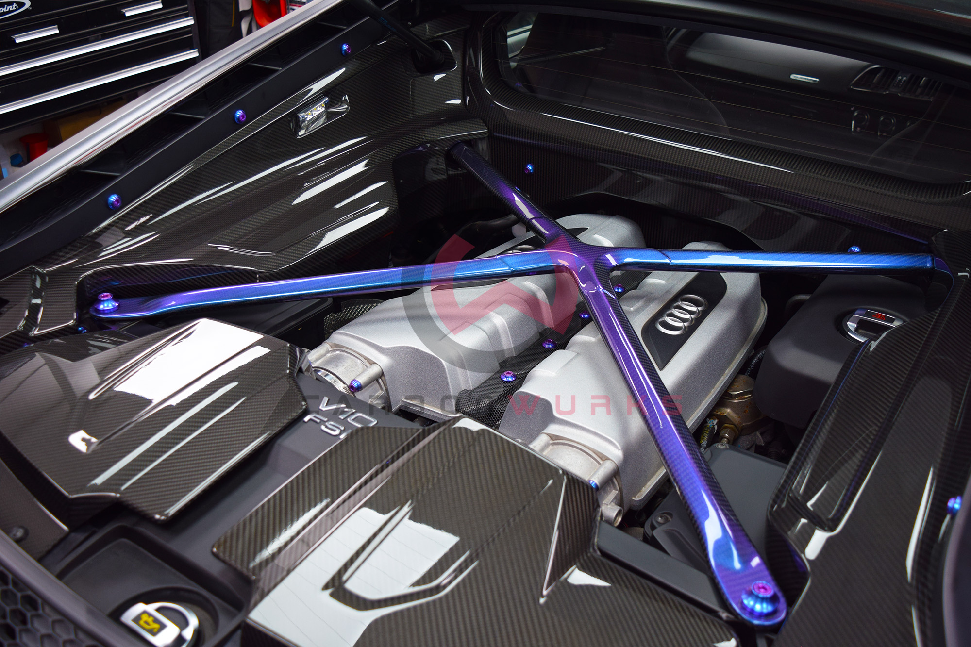 Downstar Inc Audi R8 4S Gen 2 Titanium Engine Bay Dress Up Kit