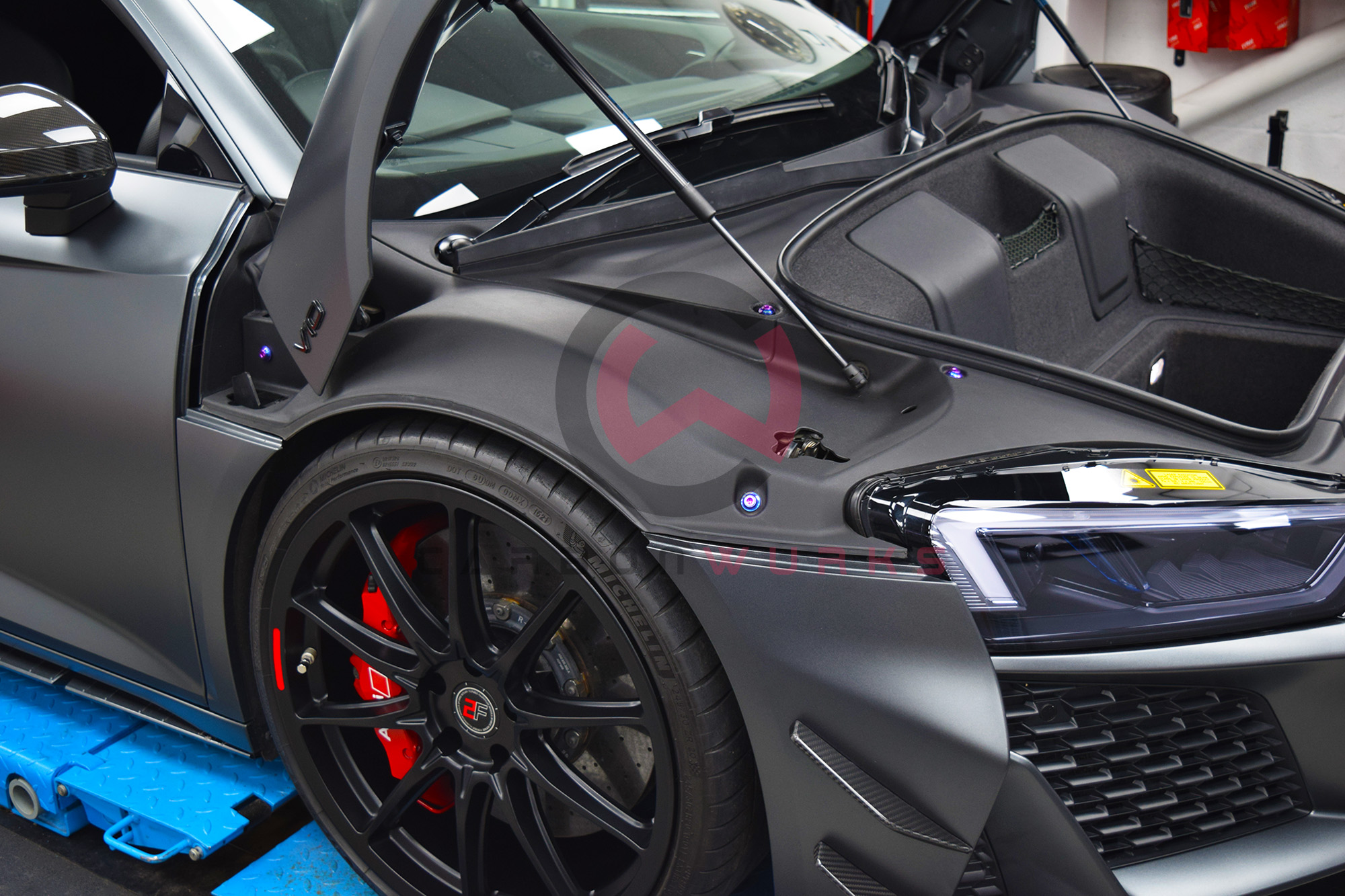 Downstar Inc Audi R8 4S Gen 2 Titanium Frunk / Bonnet Dress Up Kit