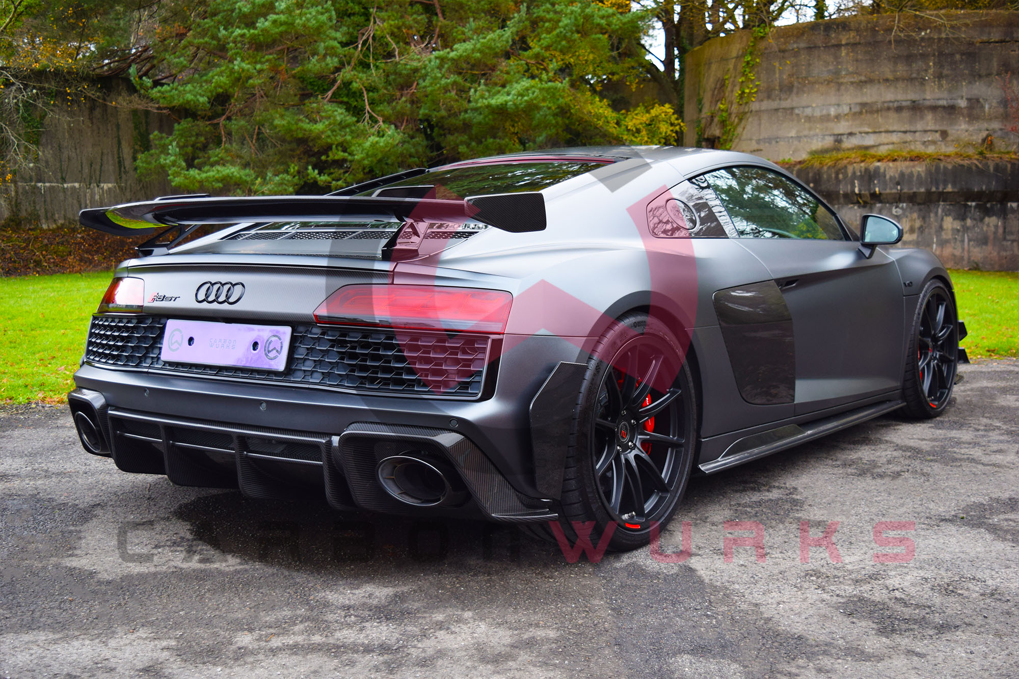 Carbonwurks Audi R8 4S Facelift GT Carbon Fibre Rear Swan Neck Wing Spoiler