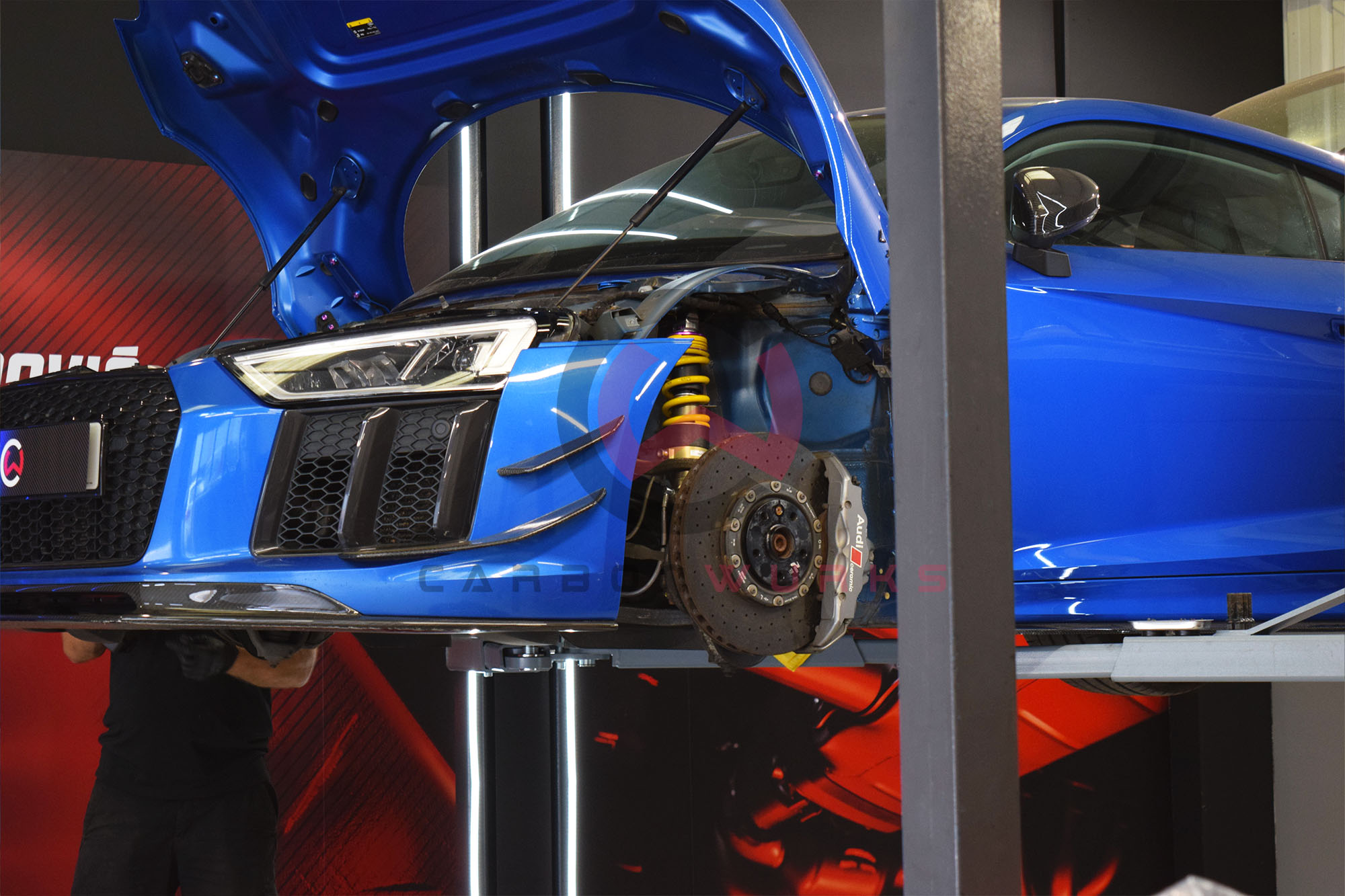 KW Suspension Hydraulic Lift System V4 Audi R8 4S Carbonwurks Poole Bournemouth Dorset