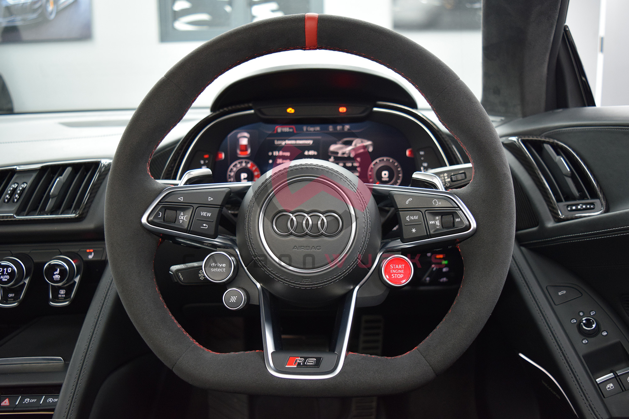 Audi R8 4S Facelift Alcantara Sport Steering Wheel Custom Stitch Carbonwurks Poole Dorset