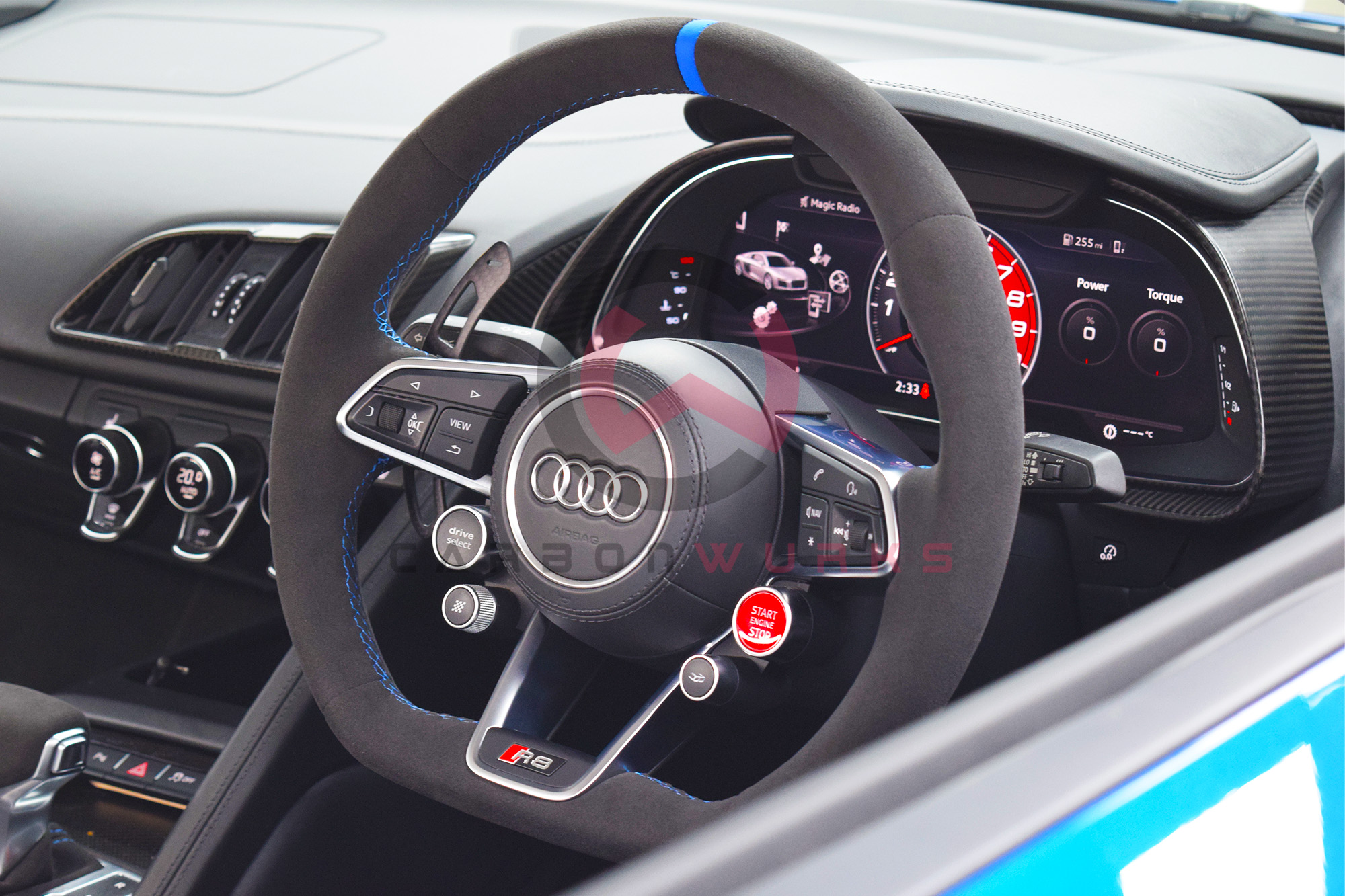 Audi R8 4S Facelift Alcantara Sport Steering Wheel Custom Stitch Carbonwurks Poole Dorset