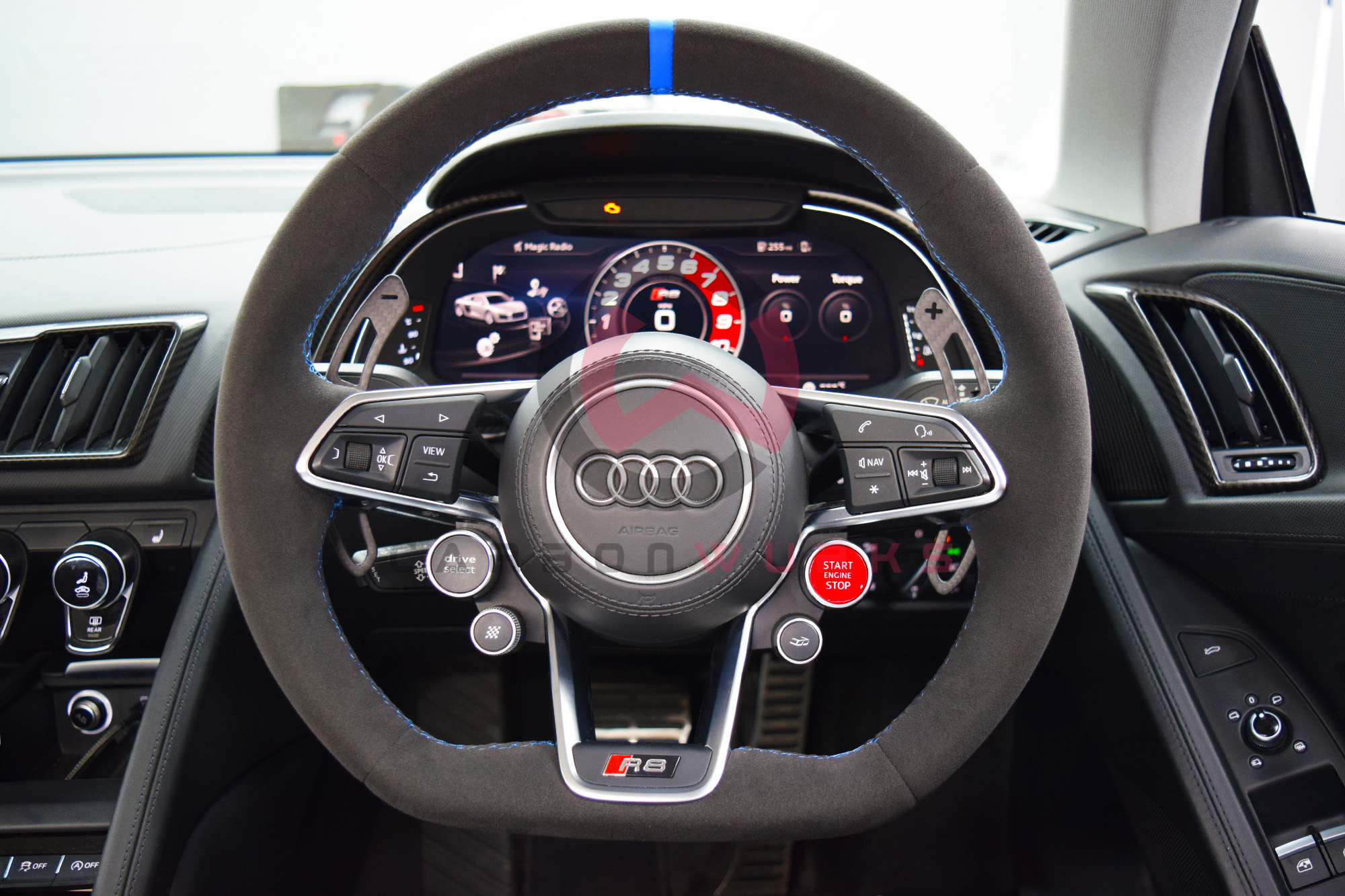 Audi R8 4S Facelift Alcantara Sport Steering Wheel Custom Stitch Carbonwurks Poole Dorset