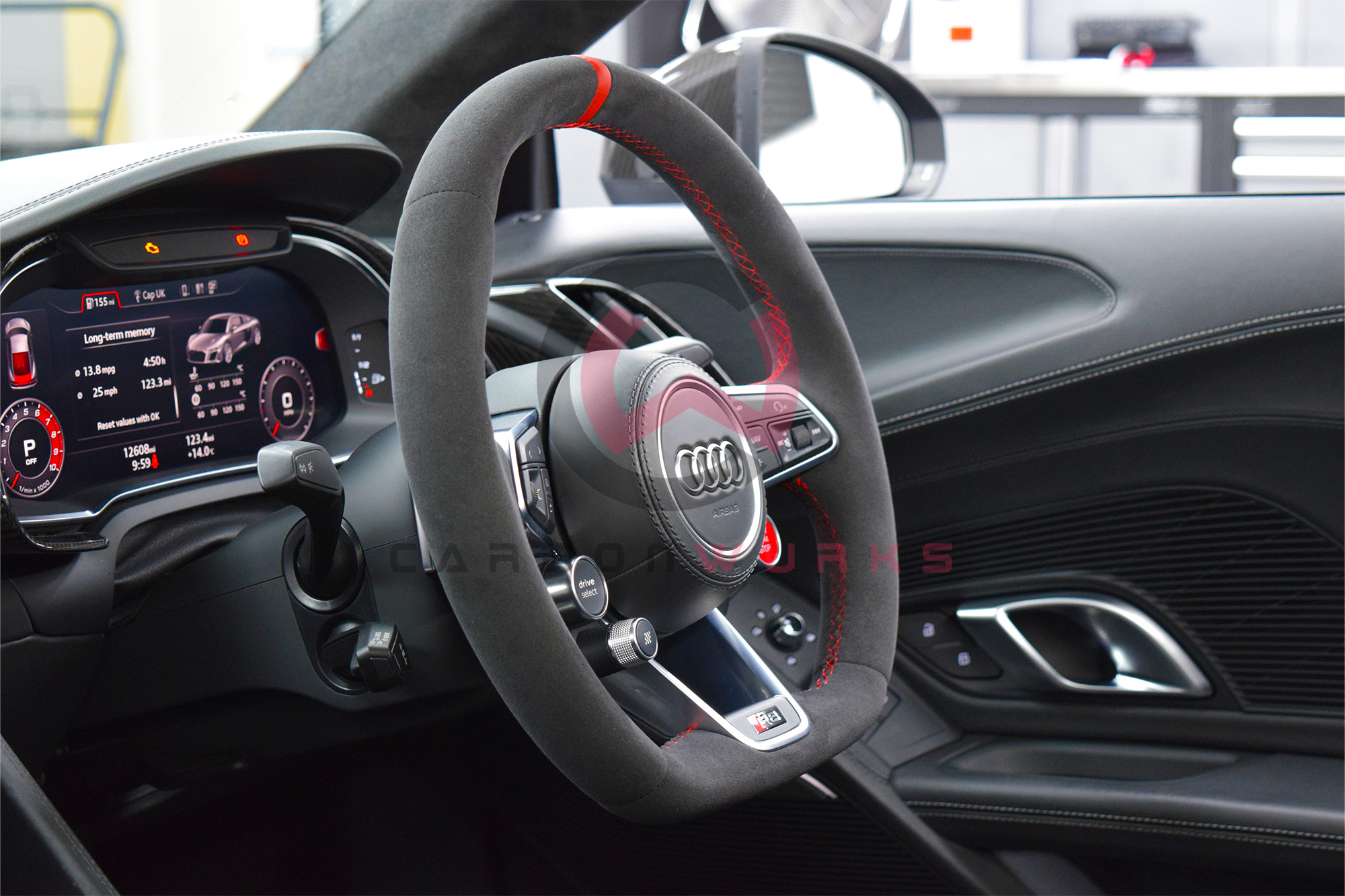 Audi R8 4S Facelift Alcantara Sport Steering Wheel Custom Stitch Carbonwurks Poole Dorset