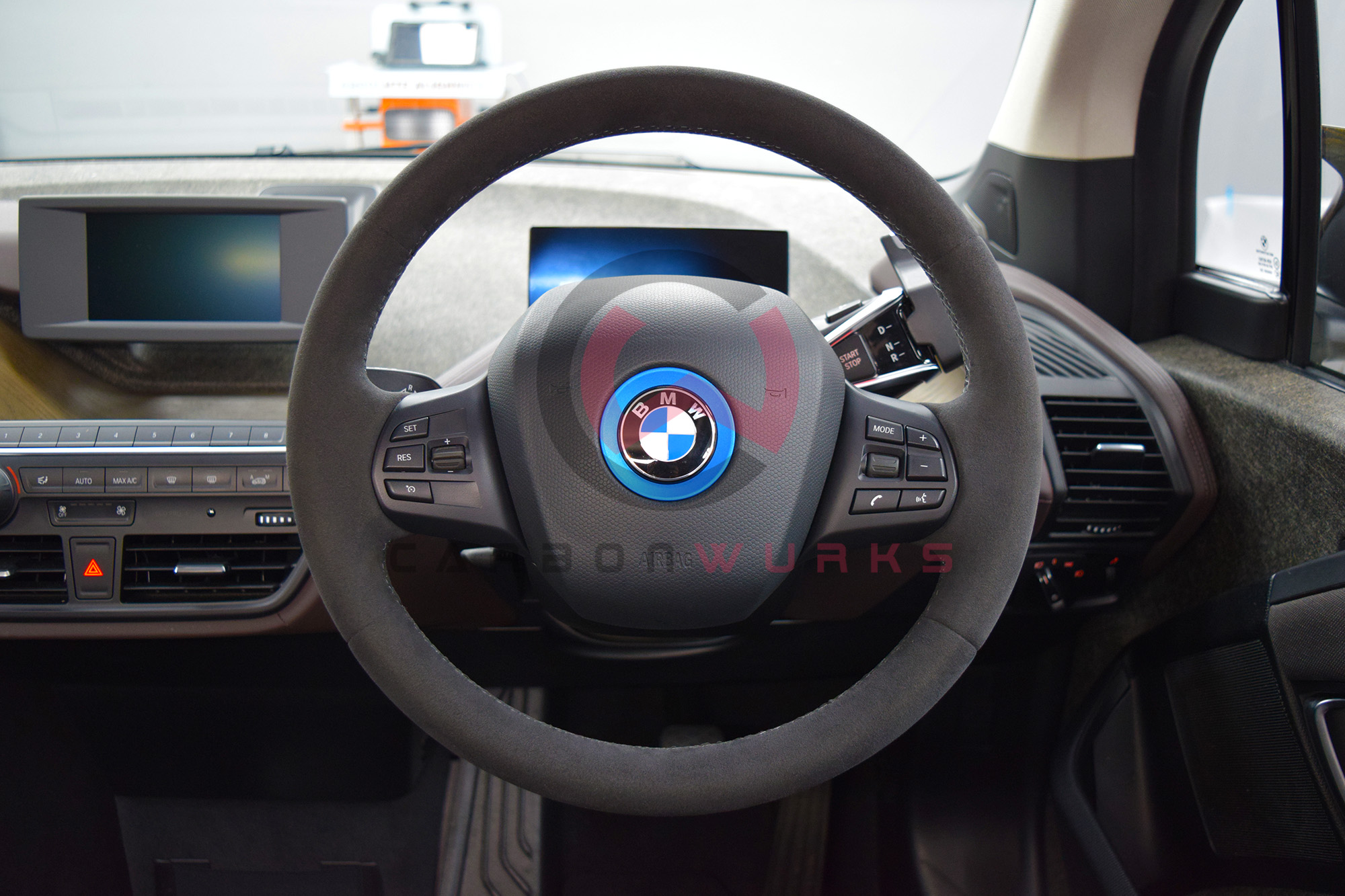 BMW i3 i3S Alcantara Steering Wheel Custom Stitch Carbonwurks Poole Dorset
