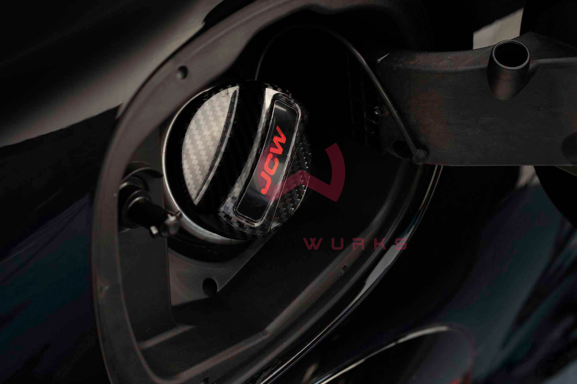 Mini Cooper S JCW F66 JCW Pro Carbon Fuel Cap Conversion Kit Carbonwurks Poole Bournemouth Dorset