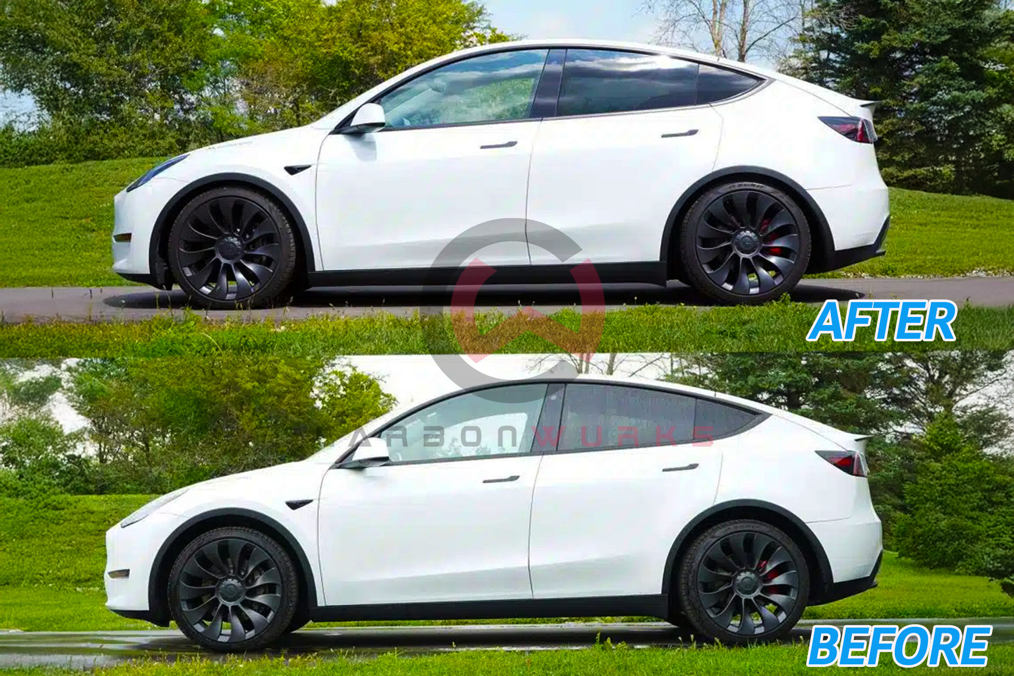 Mountain Pass Performance Comfort Adjustable Coilovers For The Tesla Model Y.