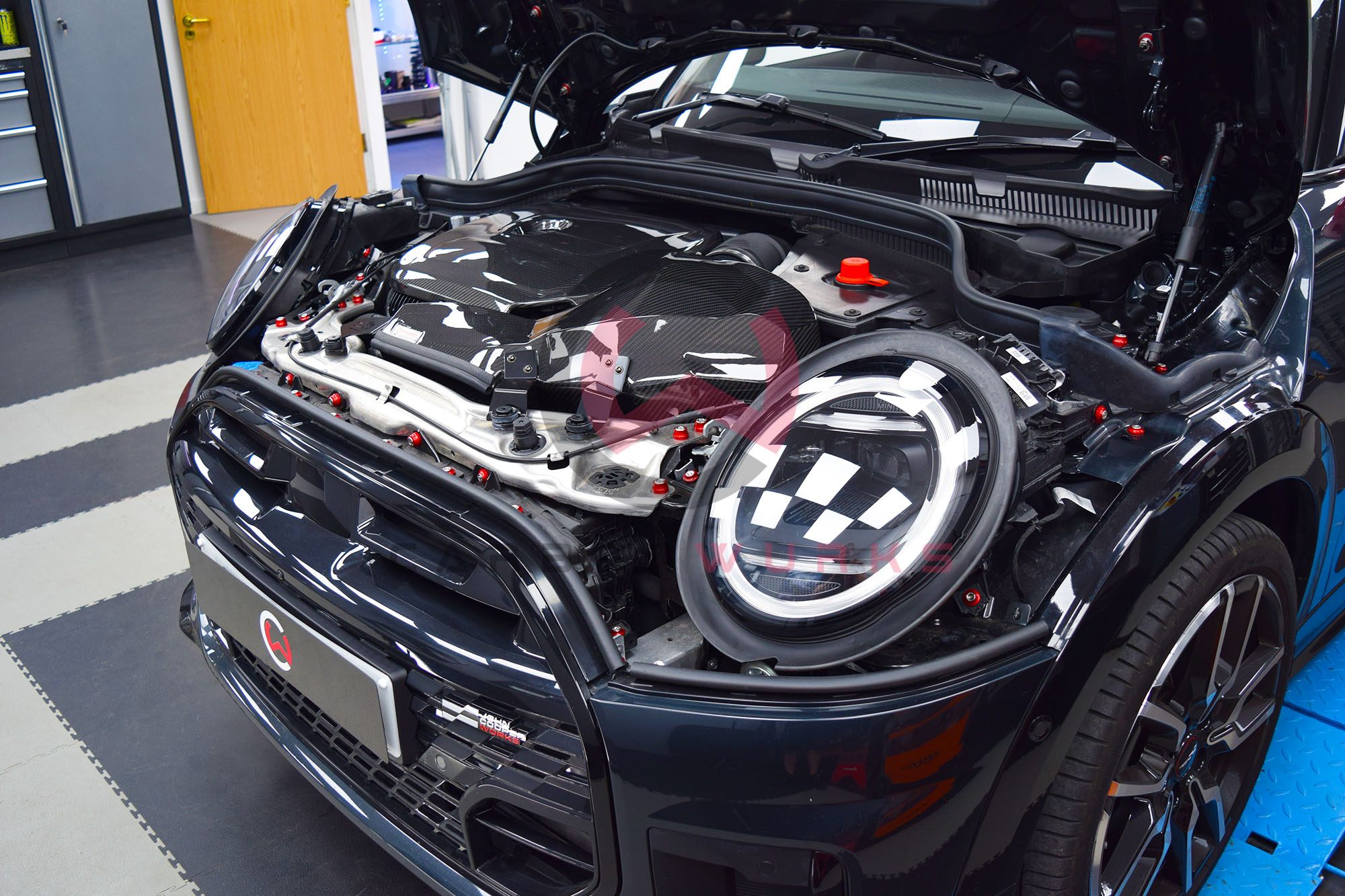 Carbonwurks Mini Cooper S JCW F66 Downstar Inc Aluminium Beauty Washer Engine Bay Kit