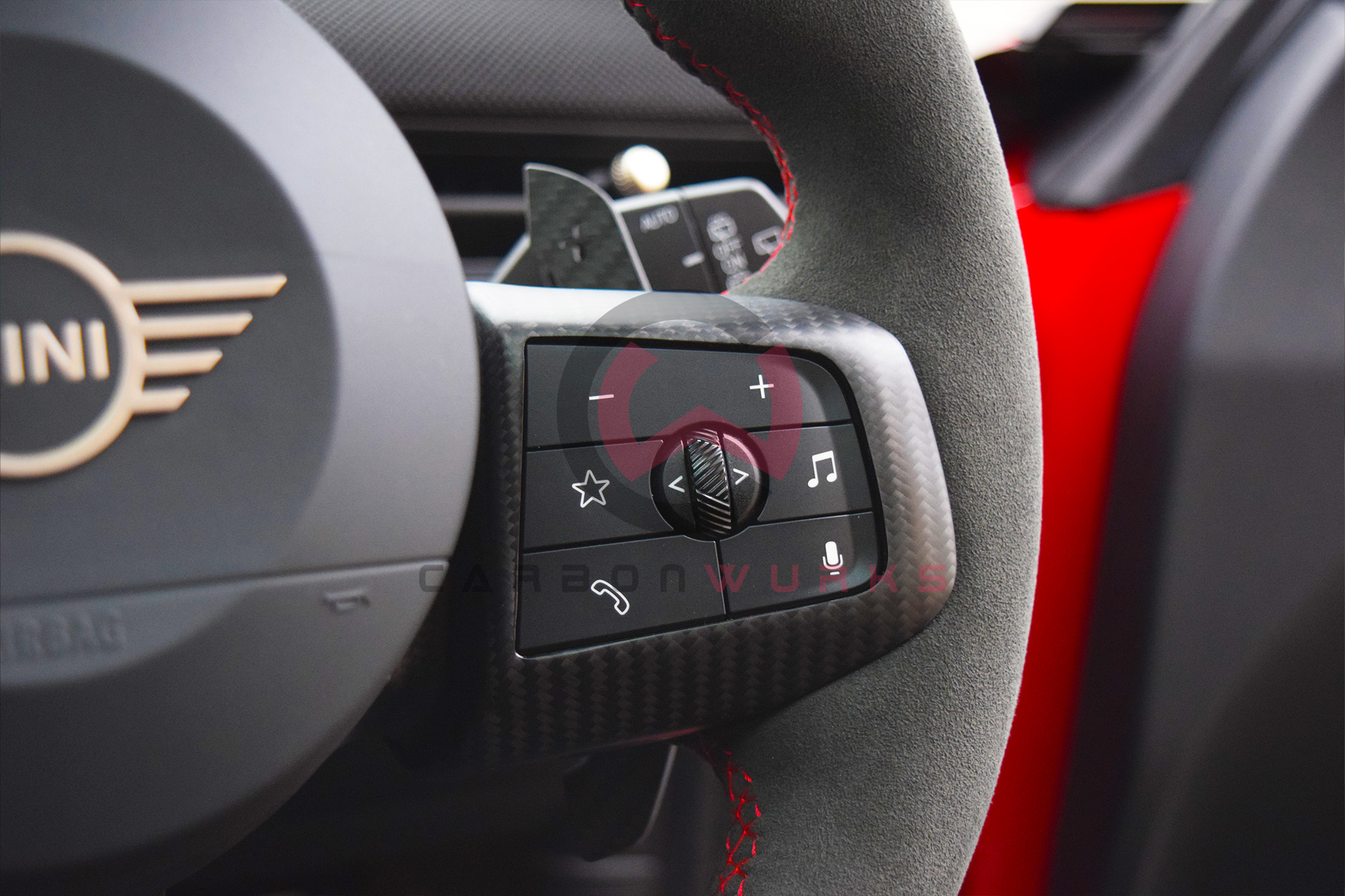 Carbonwurks Mini F66 Cooper JCW Custom LED Carbon Fibre Alcantara Steering Wheel