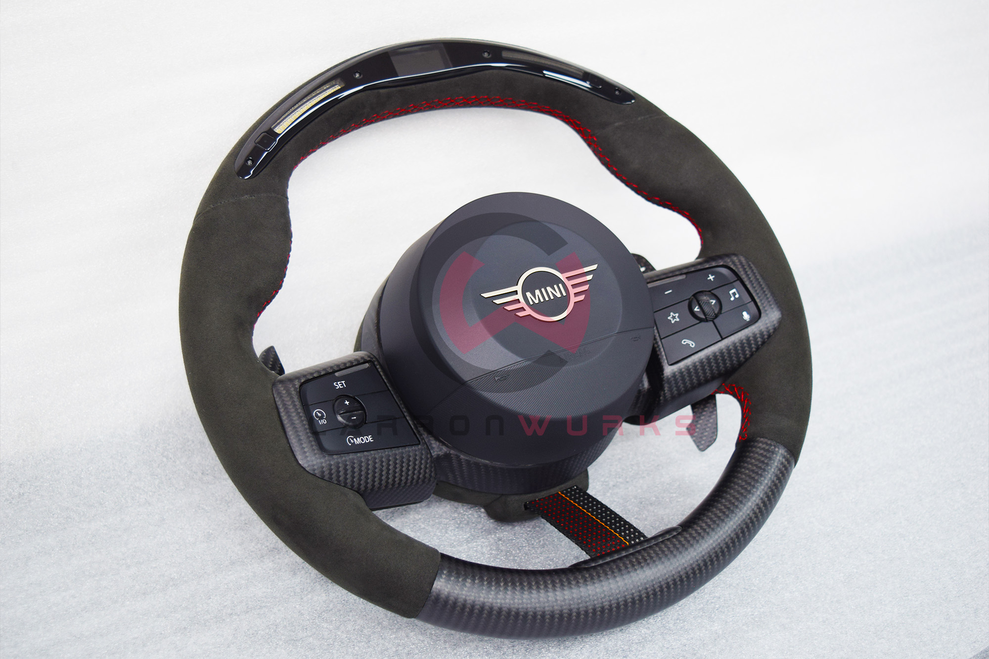 Carbonwurks Mini F66 Cooper JCW Custom LED Carbon Fibre Alcantara Steering Wheel