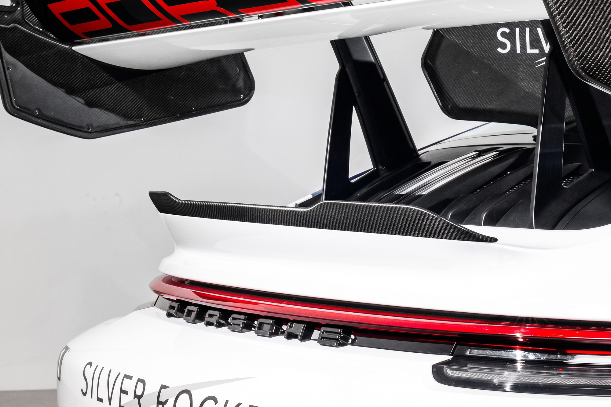 Porsche GT3RS Silver Rocket Carbon Fibre Ducktail Gurney Flap Carbonwurks Poole Bournemouth Dorset